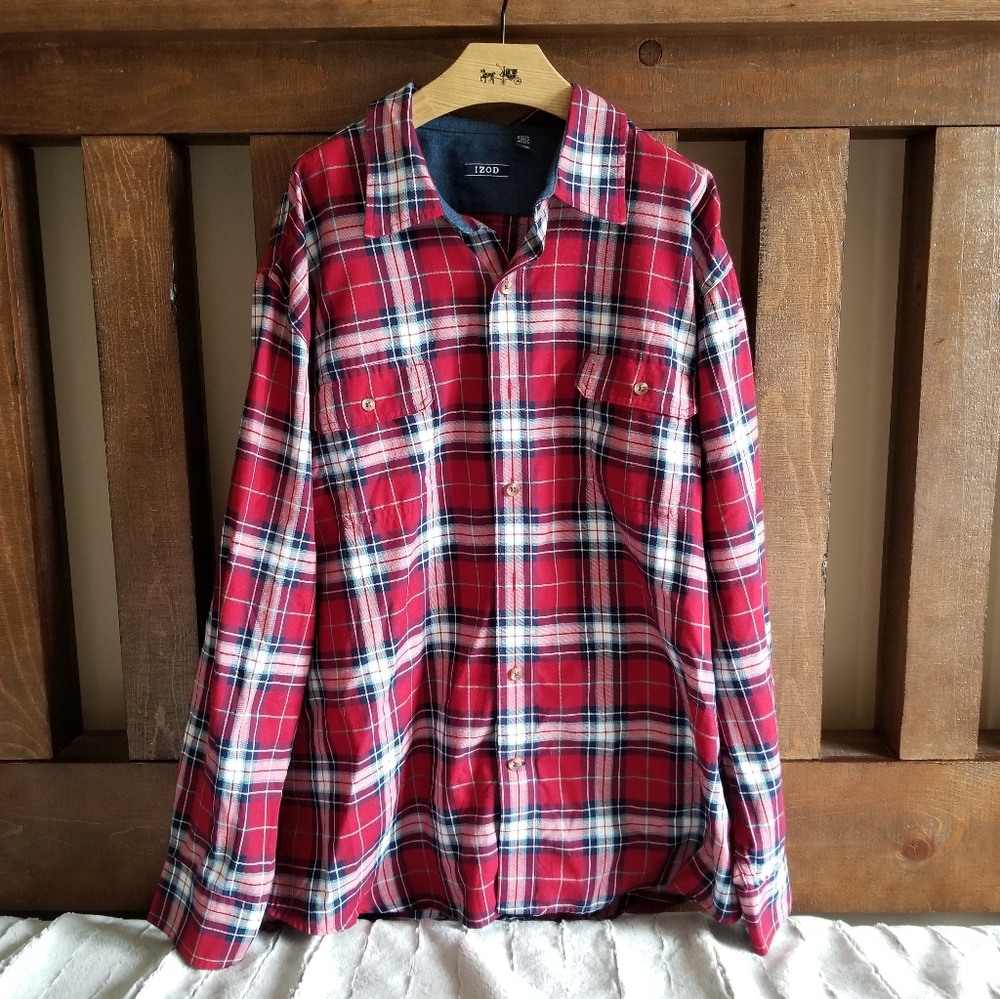 HBC izod mens plaid shirt